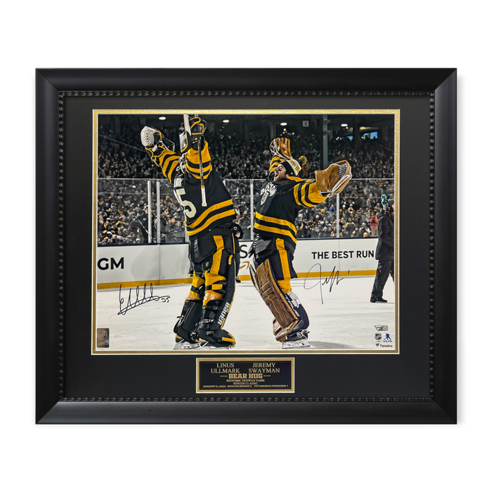 Linus Ullmark & Jeremy Swayman Boston Bruins Autographed 16x20 Photograph Framed to 23x27 Fanatics