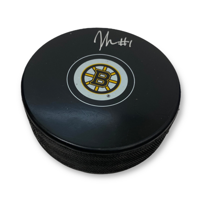 Jeremy Swayman Boston Bruins Autographed Hockey Puck Fanatics