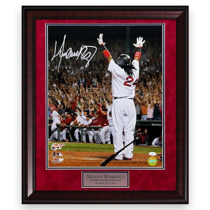 Manny Ramirez Boston Red Sox Autographed 16x20 Photo Framed To 23x27 JSA