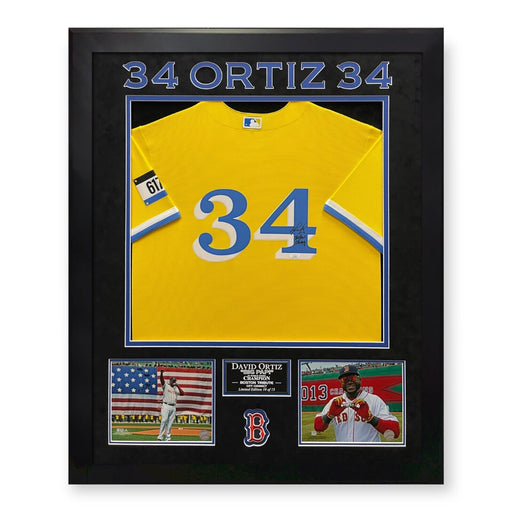 David Ortiz Autograph Jersey City Connect Yellow with Inscription