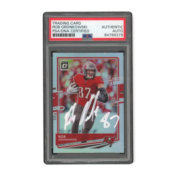 Rob Gronkowski On Card Autographed 2020 Panini Donruss Optic Holo Bucs PSA/DNA Authentic Auto #93