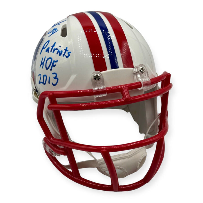 Tedy Bruschi New England Patriots Autographed Throwback Mini Helmet w/ Inscription JSA