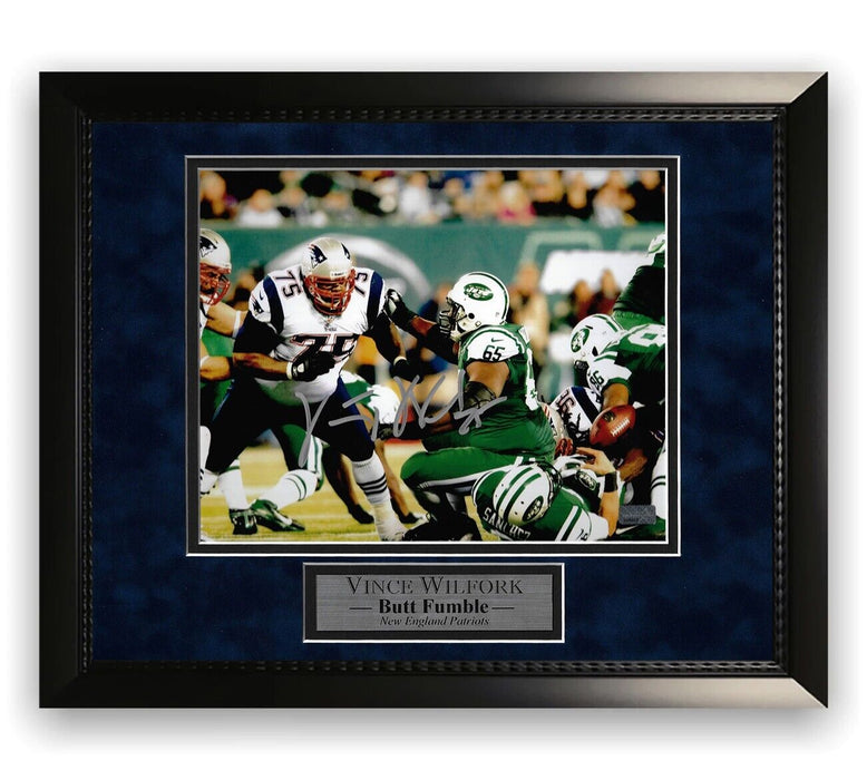 Vince Wilfork New England Patriots Autographed 8x10 Photo Framed to 11x14 NEP