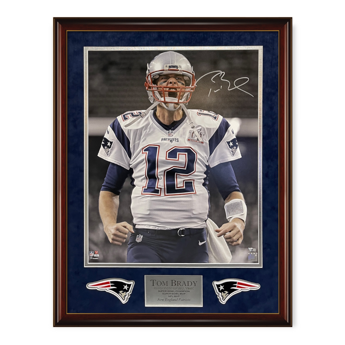 Tom Brady New England Patriots Autographed 16x20 Photo Framed To 23x27 Fanatics