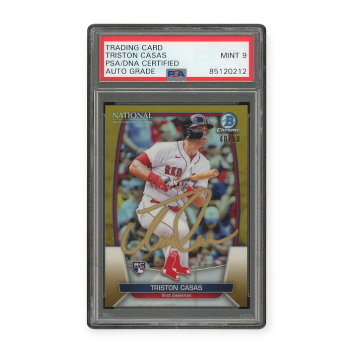 Triston Casas On Card Autograph 2023 National Bowman Chrome /50 PSA Mint 9 Auto Grade
