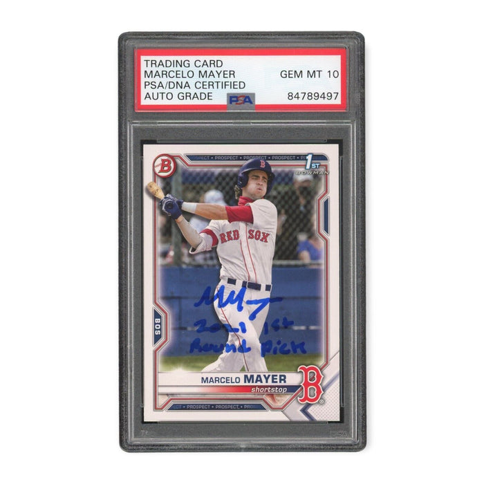 Marcelo Mayer 2021 Bowman 1st RC Rookie Inscribed PSA/DNA Auto Grade Gem Mint 10