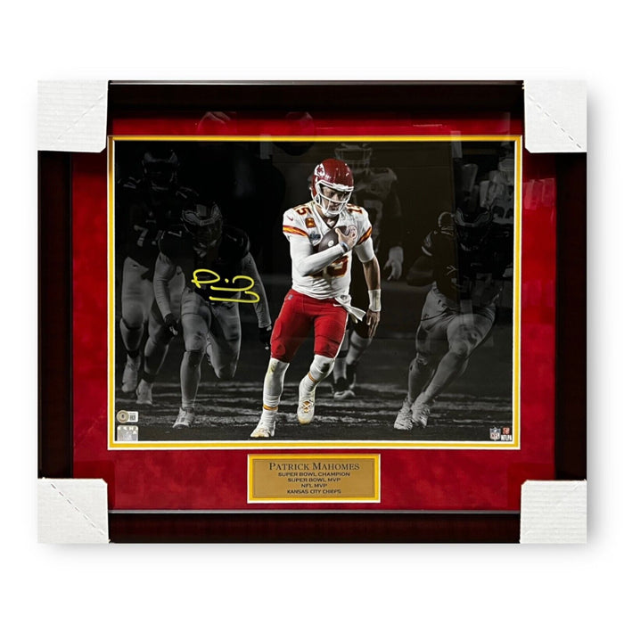 Patrick Mahomes Kansas City Chiefs Autographed 16x20 Photo Framed to 23x27 BAS