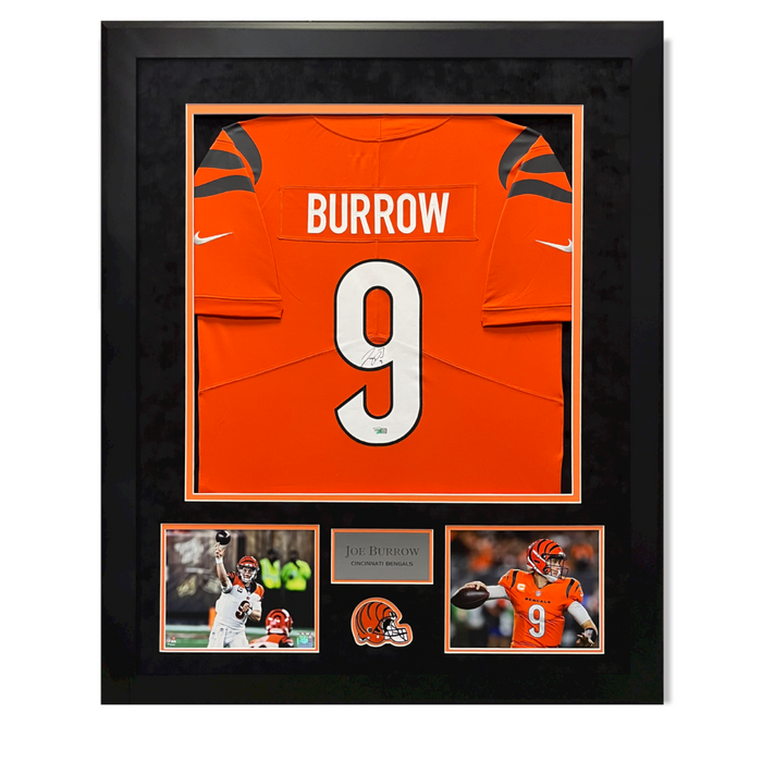 Joe Burrow Cincinnati Bengals Autographed Jersey Framed to 32x40 Fanatics