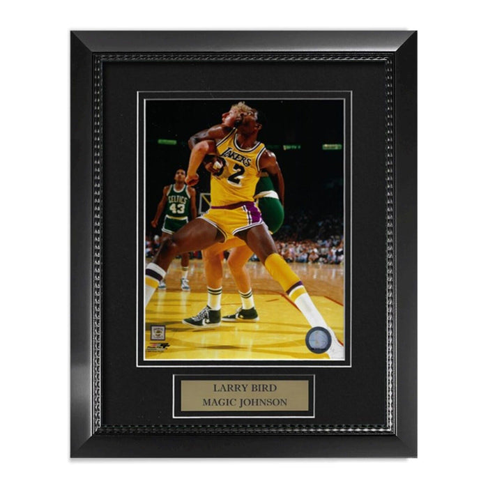 Magic Johnson & Larry Bird Unsigned Photograph Framed to 11x14