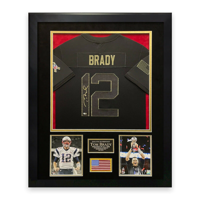 Tom Brady Autographed and Framed White Patriots Jersey