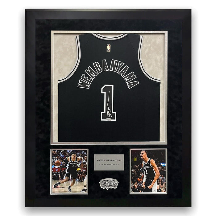 Victor Wembanyama San Antonio Spurs Autographed Jersey Framed to 32x40 Fanatics