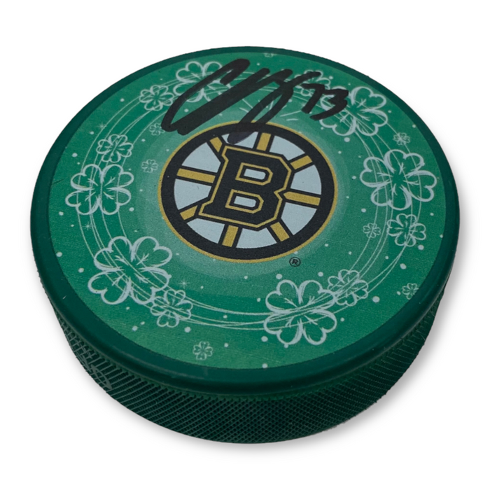 Charlie McAvoy Boston Bruins Autographed Green Hockey Puck Fanatics