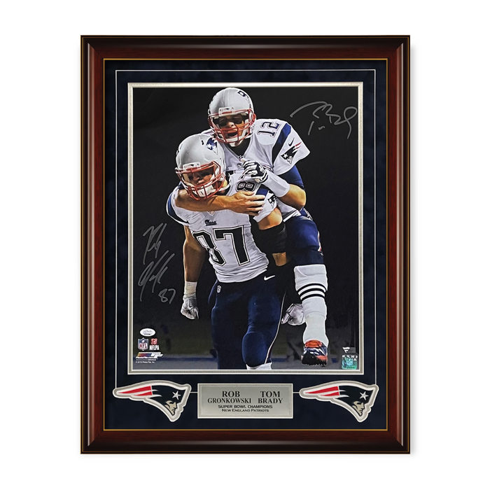 Tom Brady & Rob Gronkowski Patriots Autographed 16x20 Photo Framed To 23x29 Fanatics