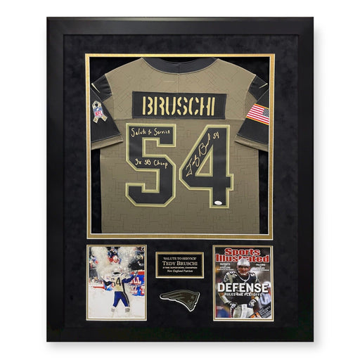 Tedy Bruschi Autograph Salute to Service Jersey W/ Inscription