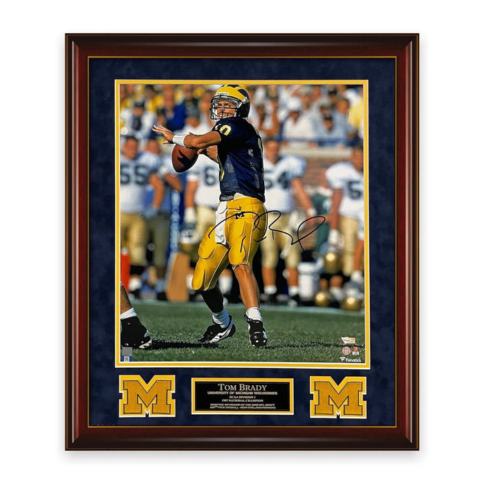 Tom Brady Michigan Autographed 16x20 Photo Framed to 23x27 Fanatics