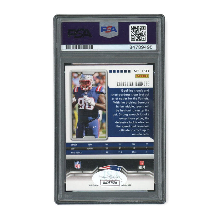 Christian Barmore 2021 Panini Playbook Rookie Auto #158 PSA/DNA Auto Gem Mint 10