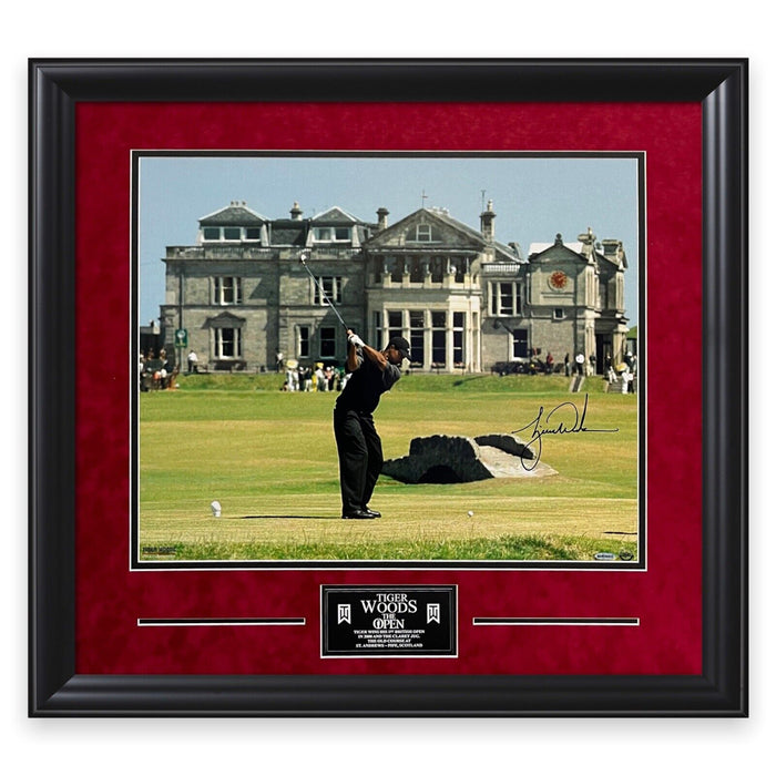 Tiger Woods Autographed British Open Photo Framed to 24x30 Upper Deck