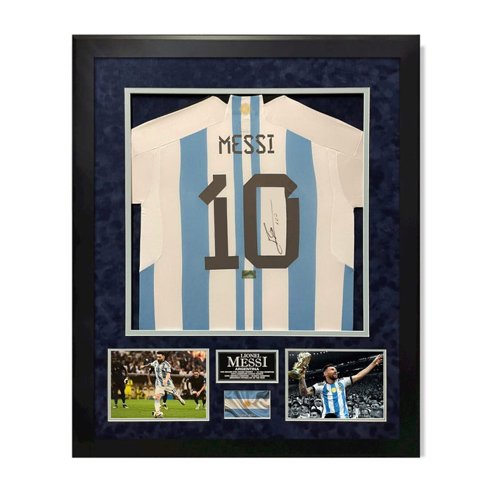 Lionel Messi Autographed Argentina Jersey Framed to 32x40 Icons