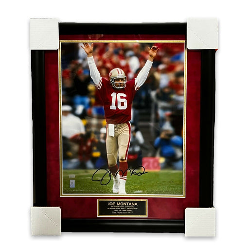 Joe Montana Signed San Francisco 49ers Framed 16x20 NFL Photo - White  Jersey Throwing