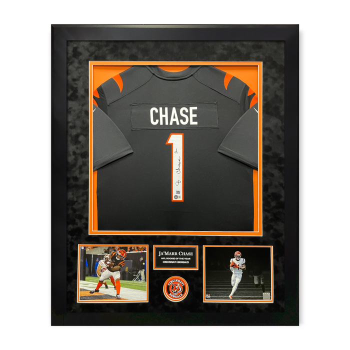 Ja’Marr Chase Cincinnati Bengals Autographed Jersey Framed To 32x40 BAS