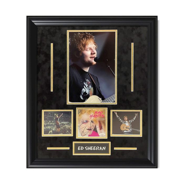 Ed Sheeran Autographed CD Cover Collage Framed To 23x27 JSA