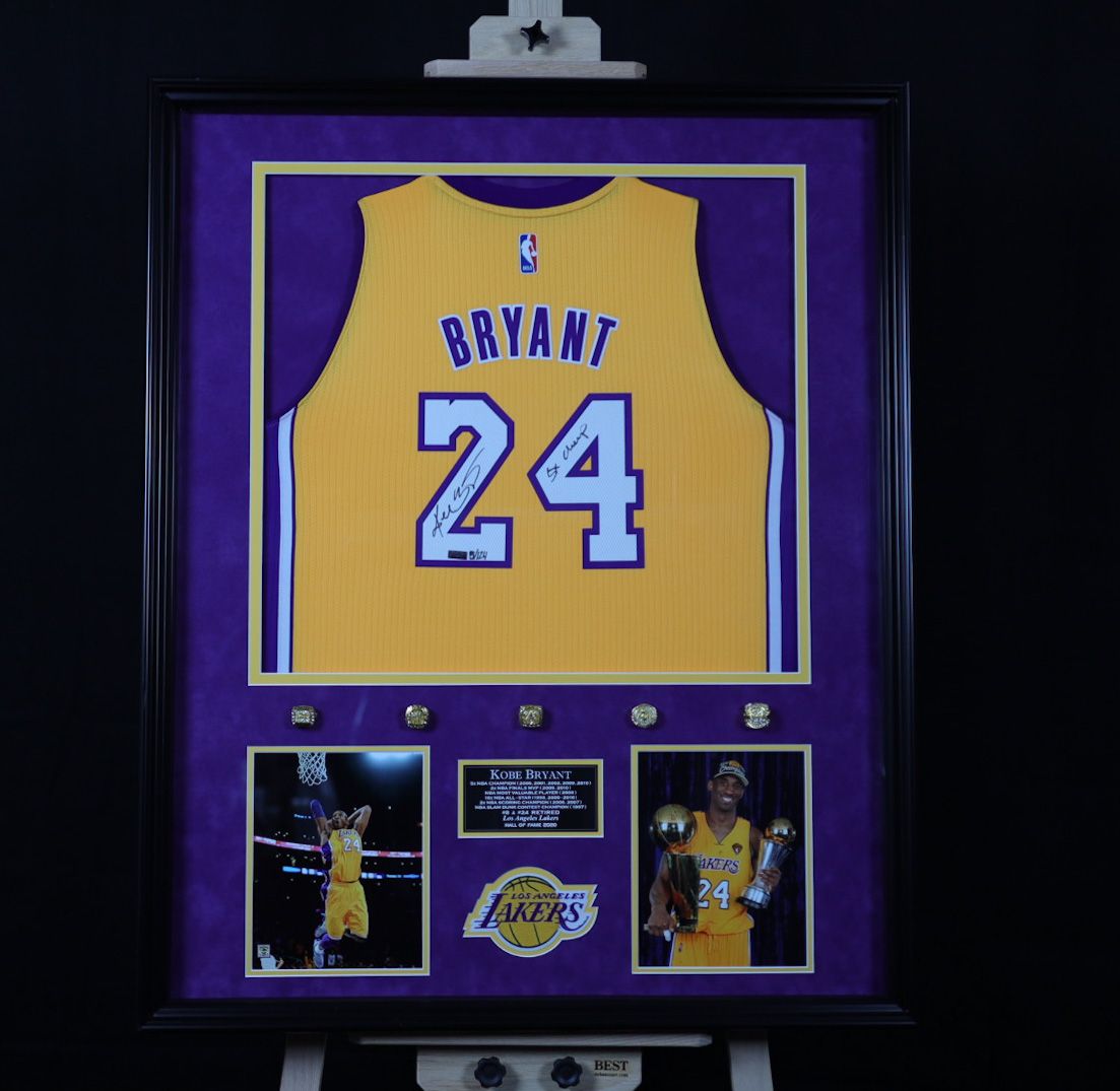 Kobe Bryant Lakers 34x38 Custom Framed Jersey Display with Replica
