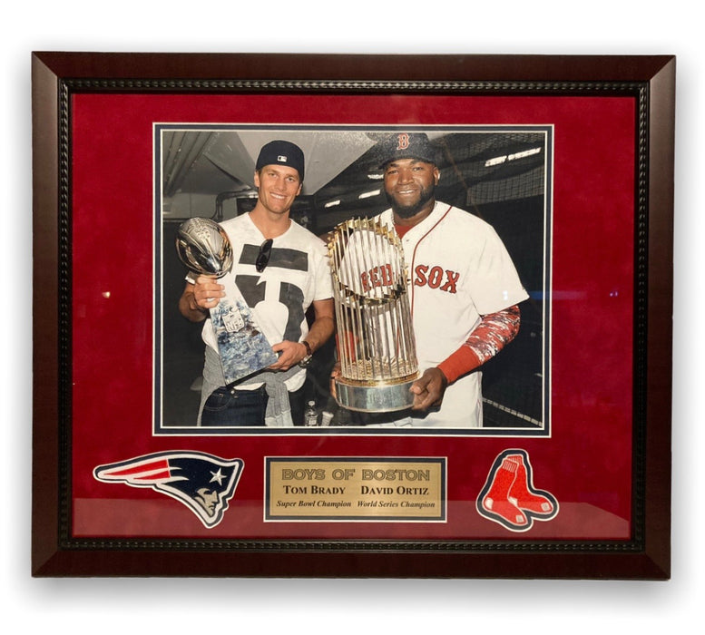 David Ortiz & Tom Brady Unsigned Photo Framed to 16x20