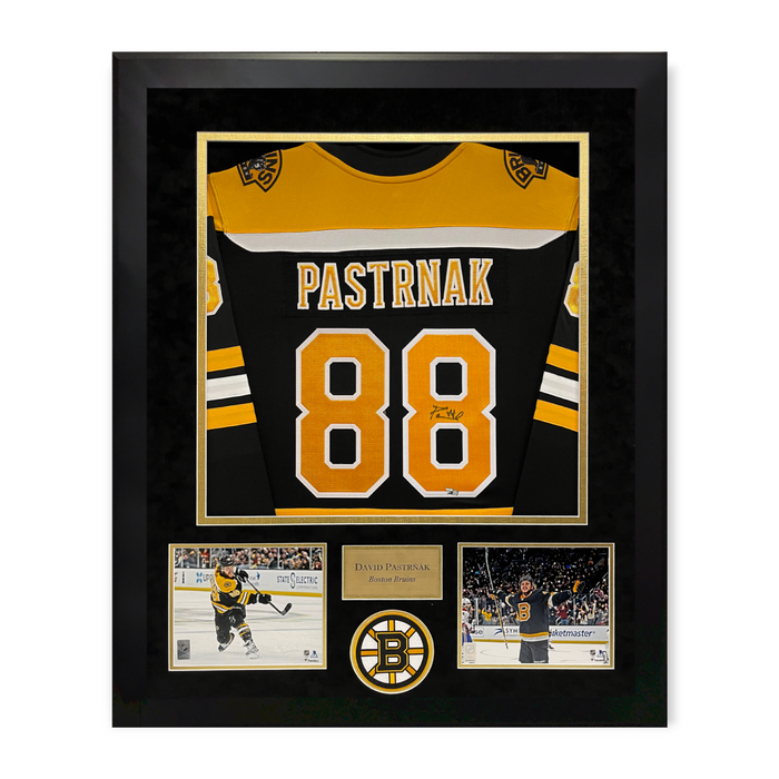 David Pastrnak Boston Bruins Autographed Jersey Framed to 32x40 Fanatics