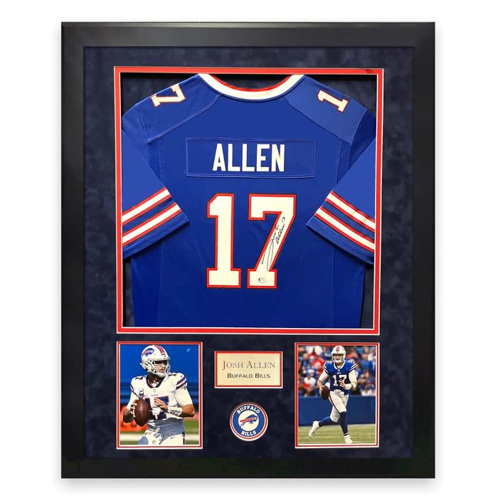 Josh Allen Buffalo Bills Autographed Blue Nike Jersey Framed to 32x40 BAS