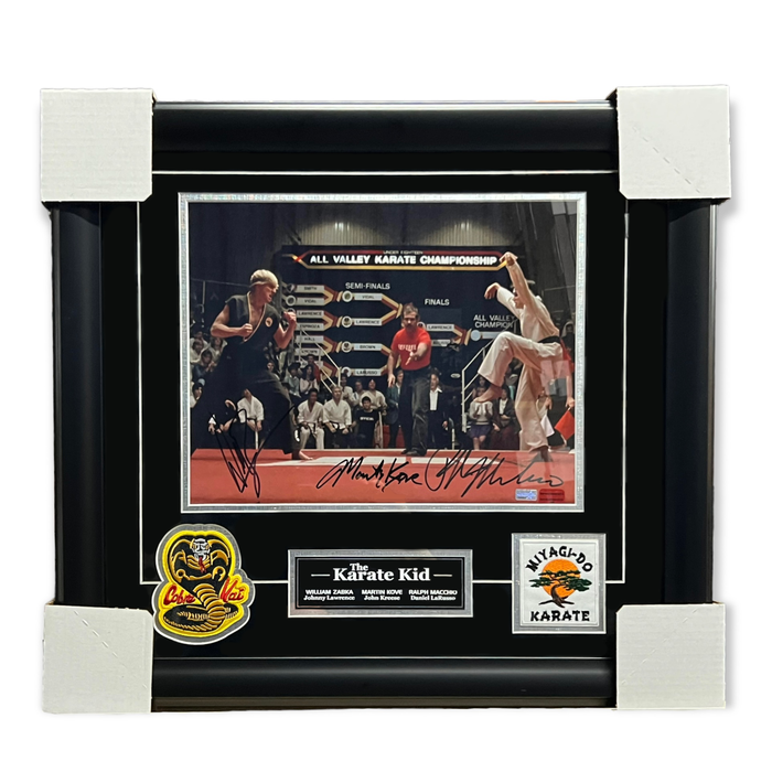 William Zabka, Martin Kove & Ralph Macchio "The Karate Kid" Autographed Photo Framed to 18x20 NEP