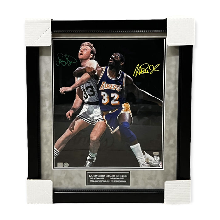 Larry Bird & Magic Johnson Autographed 16x20 Photo Framed to 23x27 BAS