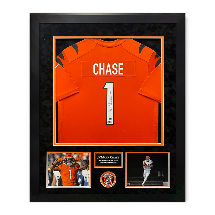 Ja’Marr Chase Cincinnati Bengals Autographed Jersey Framed To 32x40 BAS