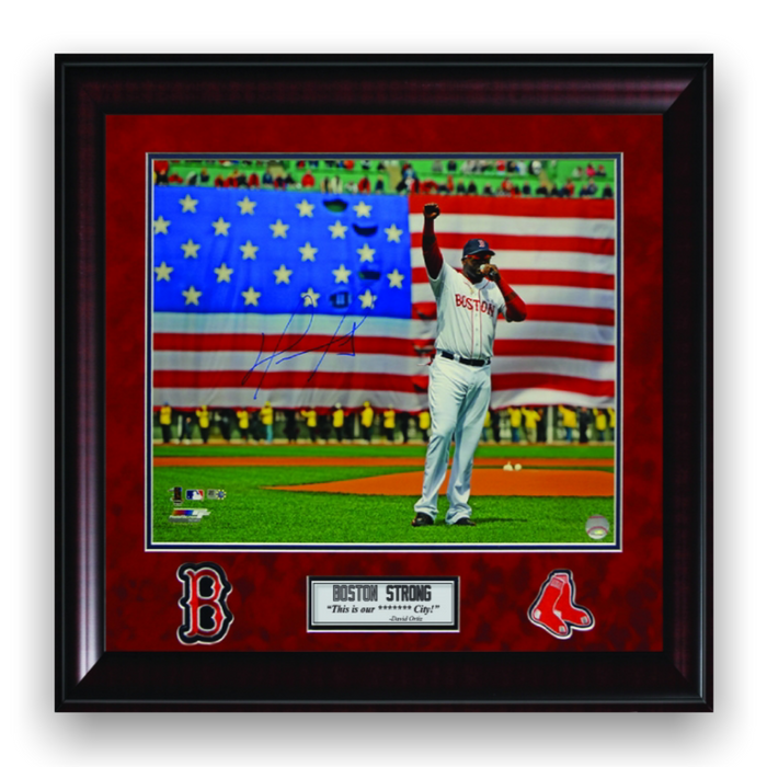 David Ortiz Boston Red Sox Autographed 16x20 Photo Framed to 20x24 JSA