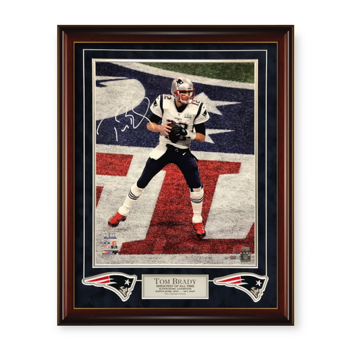 Tom Brady New England Patriots Autographed 16x20 Photo Framed To 23x27 Fanatics