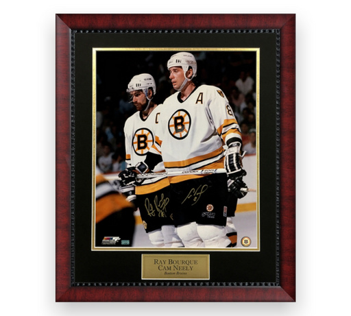 Jeremy Swayman & Linus Ullmark Bear Hug Boston Bruins Autographed 16x20  Framed Blackout Photo