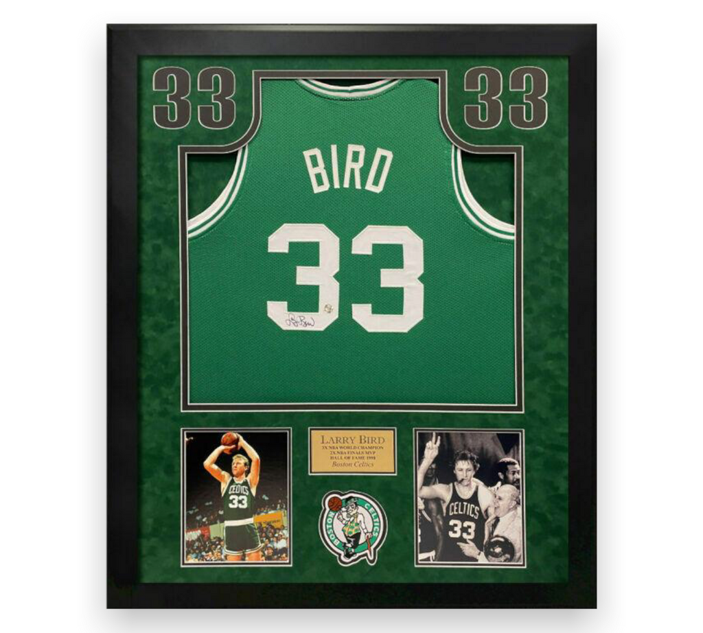 Larry Bird Boston Celtics Autographed Jersey Framed to 32x40 Bird Holo ASG Memorabilia