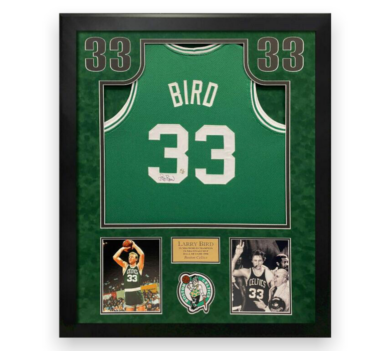 Larry Bird Boston Celtics Autographed Jersey Framed to 32x40 Bird Holo