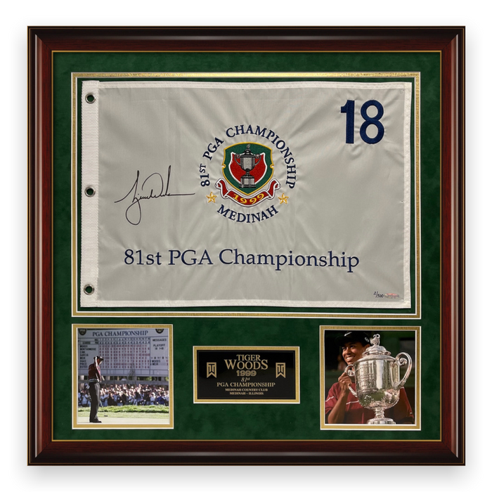 Tiger Woods Autographed 1999 PGA Championship Flag /500 24x24 Upper Deck