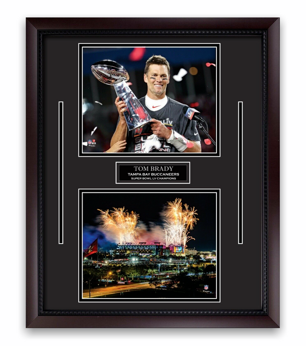 Tom Brady Unsigned Photo Collage Framed to 16x20